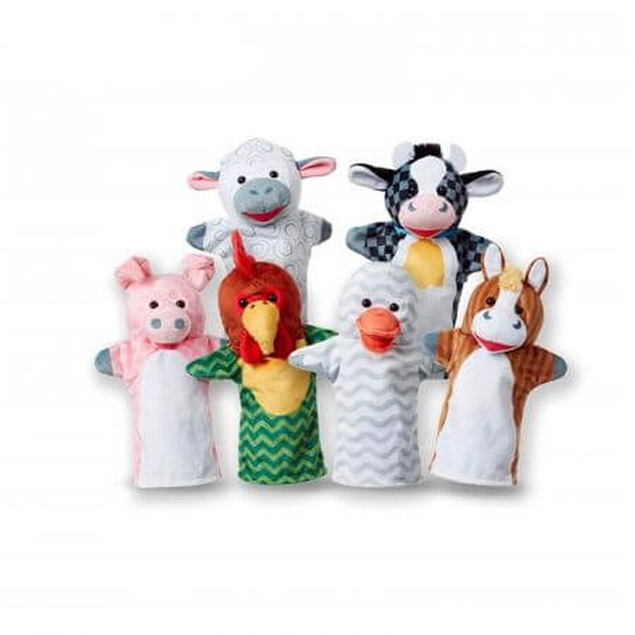 Lot de 6 marionnettes à main Animaux de la ferme, +2 ans, Melissa&Doug