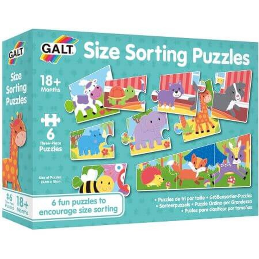 Set van 6 speelse dierenpuzzels, 3 stuks, Galt