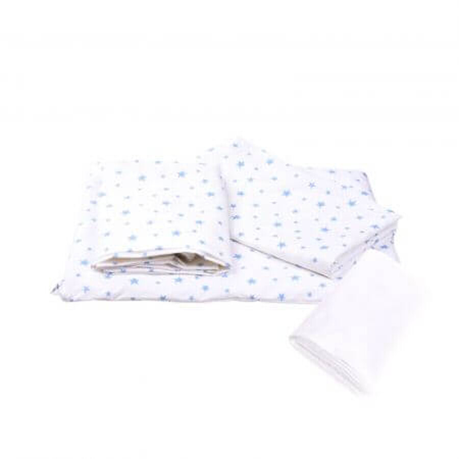 Set lettino 3 pezzi + copertina impermeabile, 120x60 cm, Blue Stars, Fic Baby