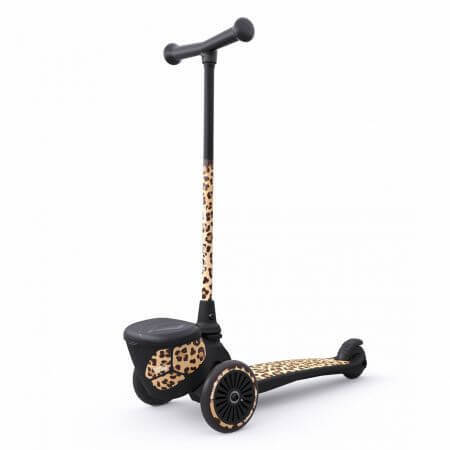 Patinete infantil plegable Highwaykik 2 con portajuguetes, +2 años, Lifestyle Leopard, Scoot &amp; Ride