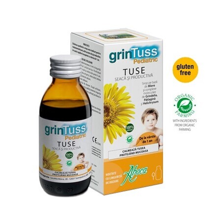 GrinTuss Sciroppo per la tosse pediatrico per bambini, 180 ml, Aboca