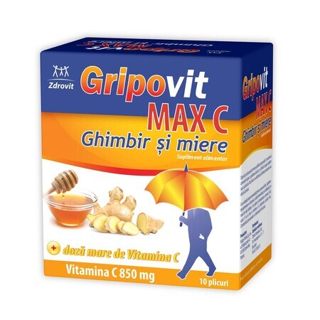 Gripovit Max C ginger and honey, 10 sachets, Zdrovit