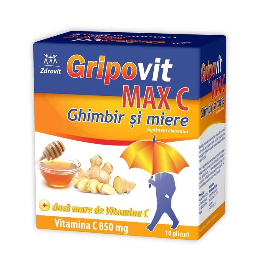 Gripovit Max C ginger and honey, 10 sachets, Zdrovit