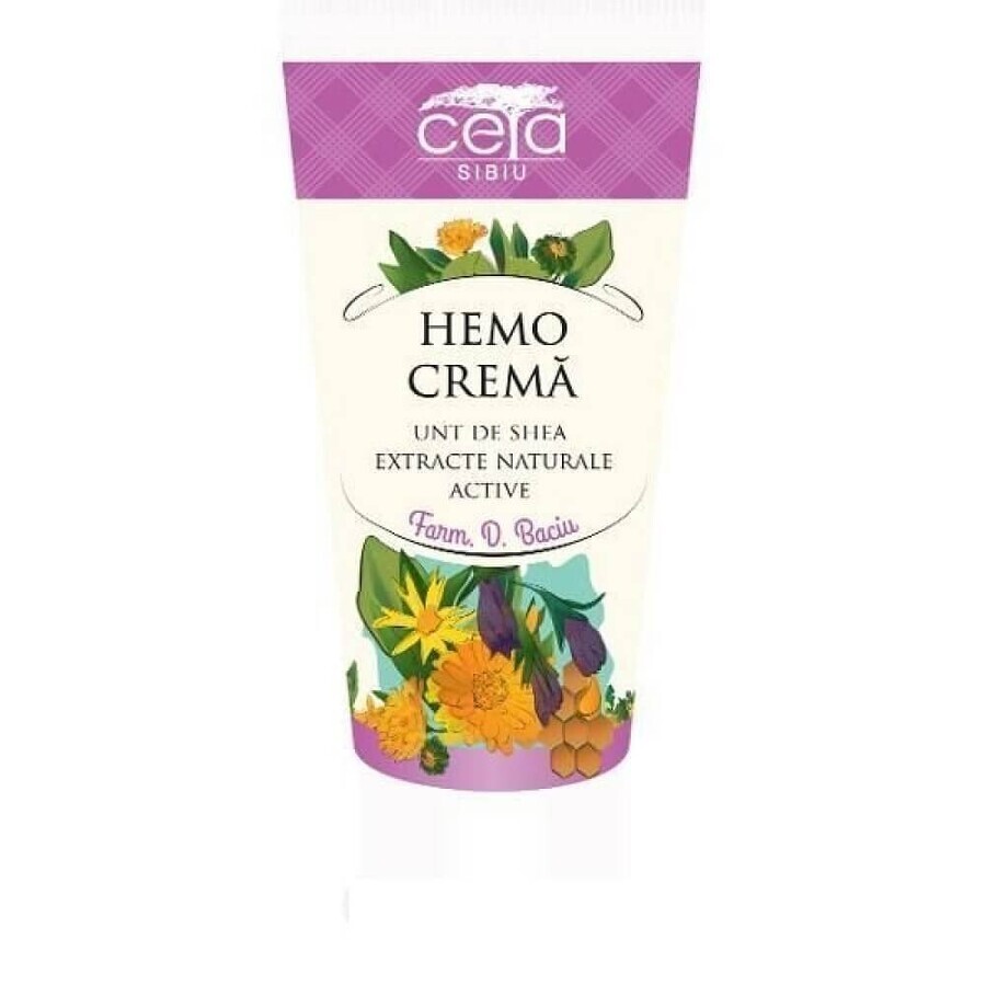 Hemo, crema con manteca de karité y extractos activos naturales, 50 ml, Ceta Sibiu