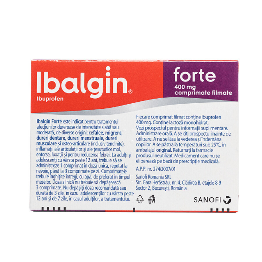 Ibalgin Forte 400 mg, 12 tablets, Sanofi