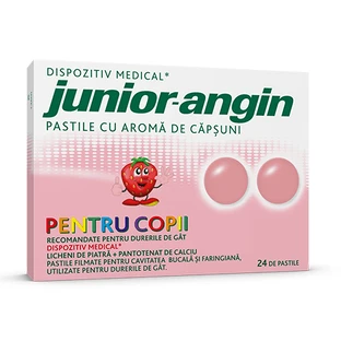 Junior Strawberry-flavoured Angin for children, 24 steps, Klosterfrau