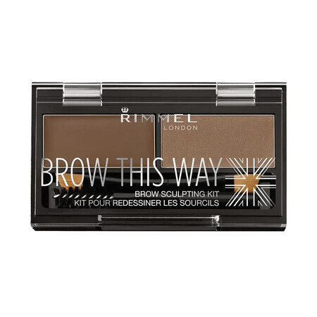 Brow This Way Kit per il contorno sopracciglia 002 Marrone medio, 1,4 g, Rimmel London