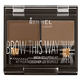 Kit de contorno de cejas Brow This Way 003 Marrón oscuro, 1,4 g, Rimmel London