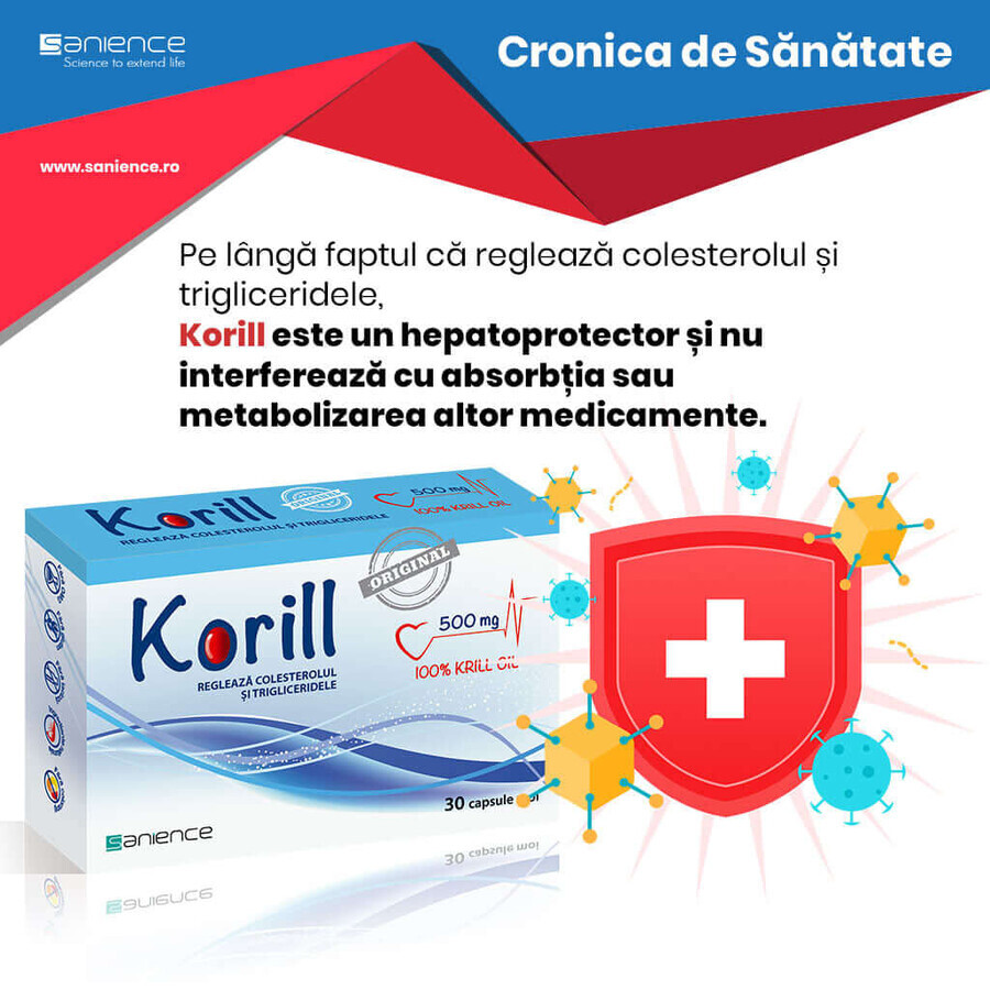 Korill pure krill olie 500 mg, 30 capsules, Sanience