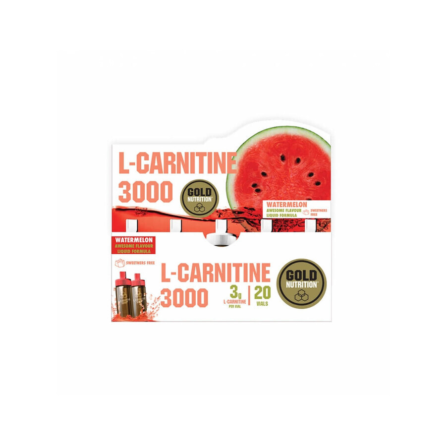 L-Carnitina 3000 mg al gusto di anguria, 20 fiale, Gold Nutrition