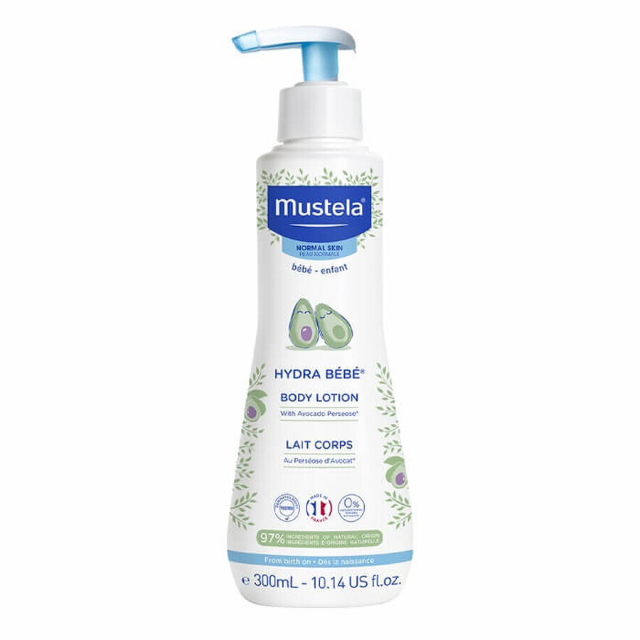 Lozione corpo idratante per pelli normali Hydra Bebe, 300 ml, Mustela