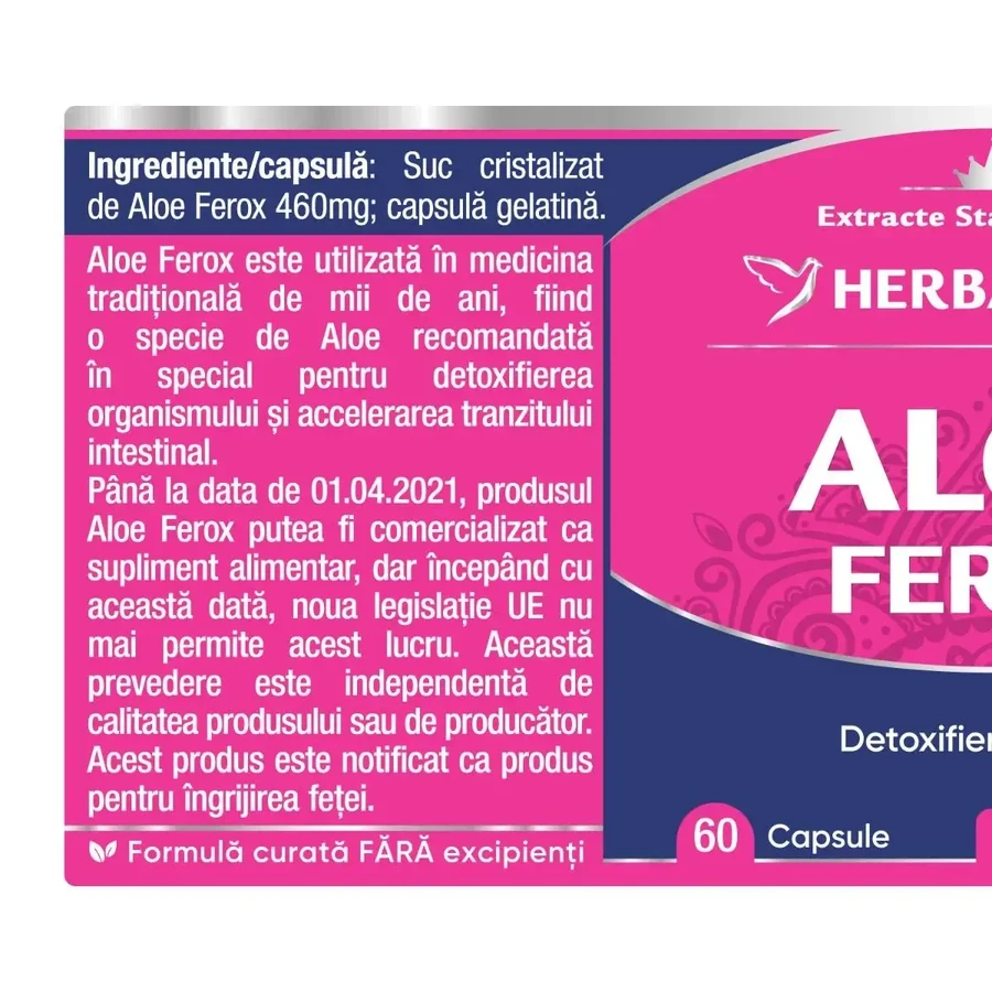 Aloe Ferox, 60 cápsulas, Herbagetica