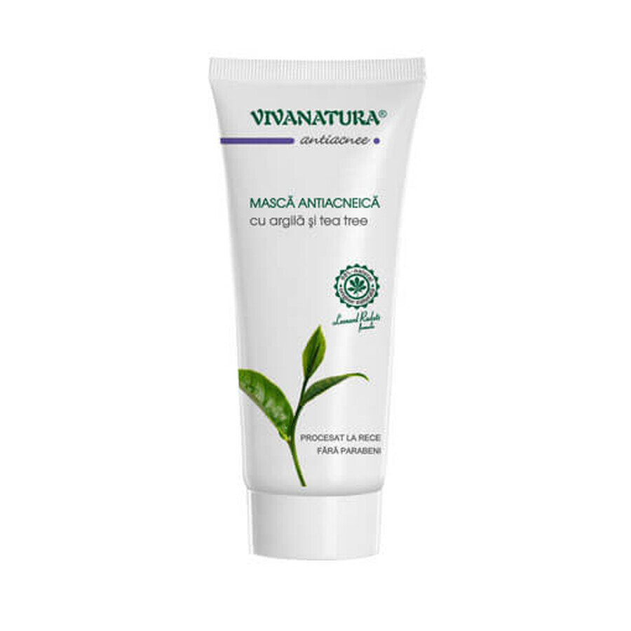 Anti-acne masker met klei en tea tree, 75 ml, Vivanatura