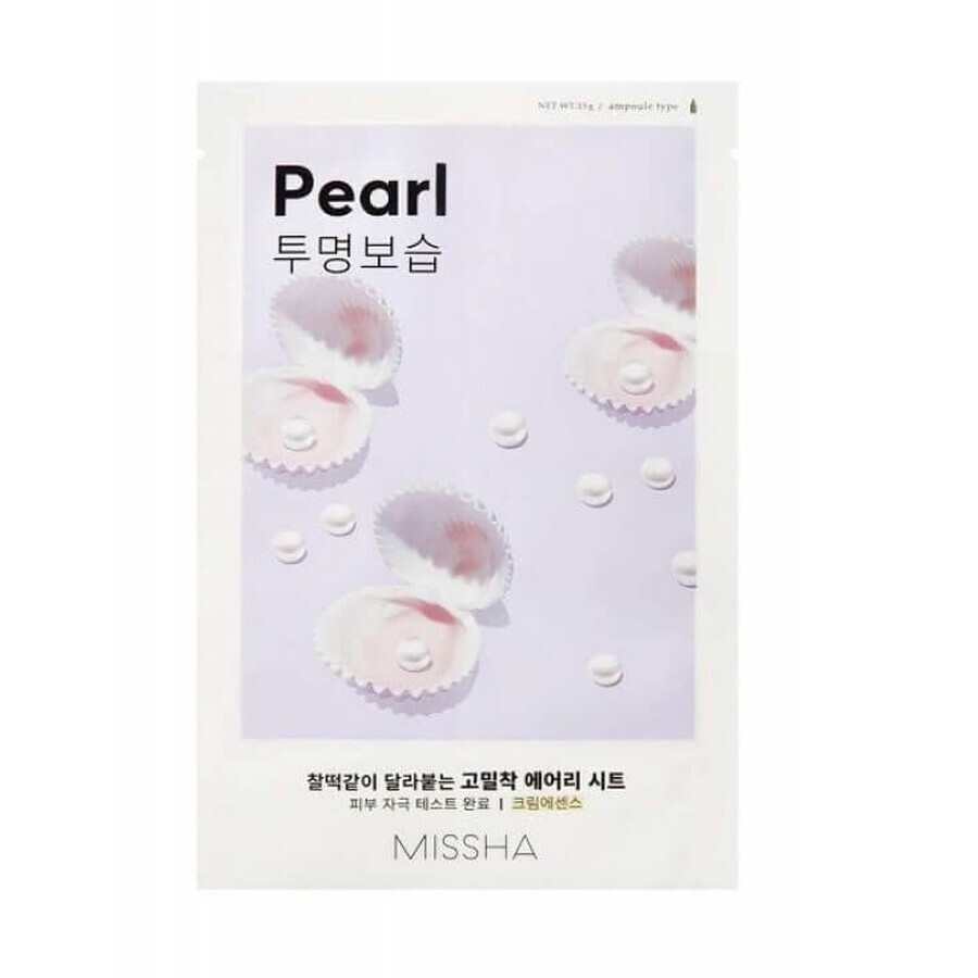 Airy Fit Pearls Masque tissu illuminateur et hydratant, 19 g, Missha