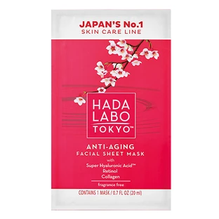 Mascarilla facial antiedad sin perfume con ácido superhialurónico, 20 ml, Hada Labo Tokio