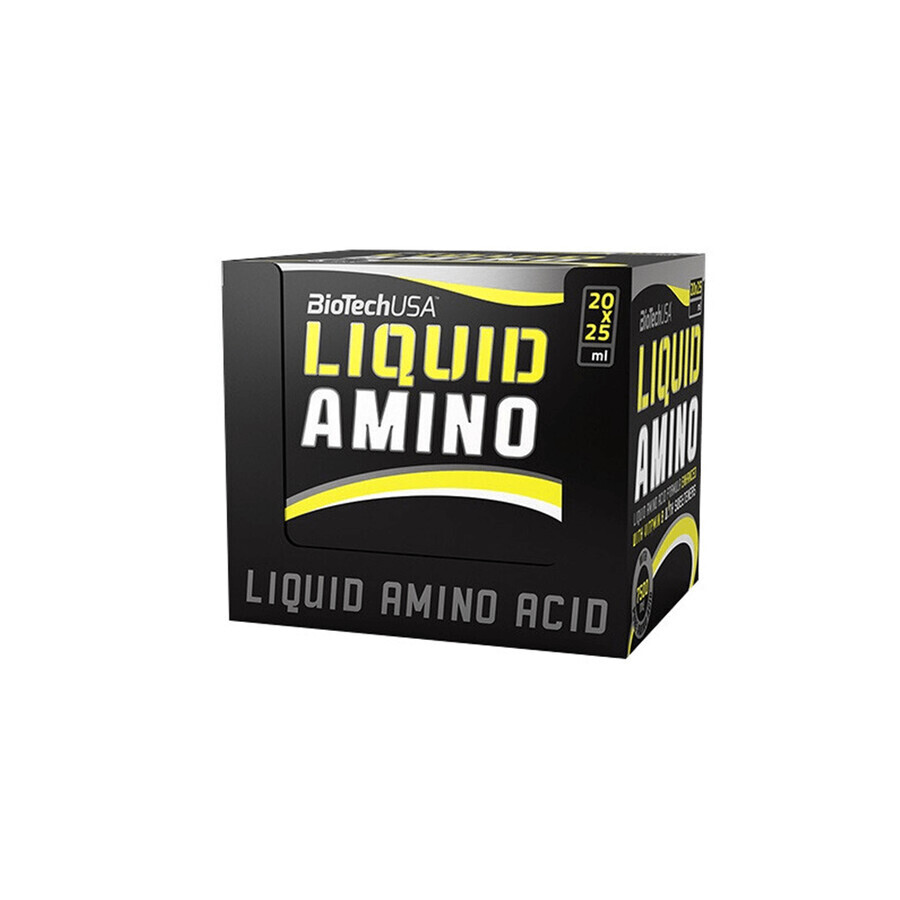 Acides aminés avec arôme d'orange Liquid Amino, 20 ampoules x 25 ml, Biotechusa