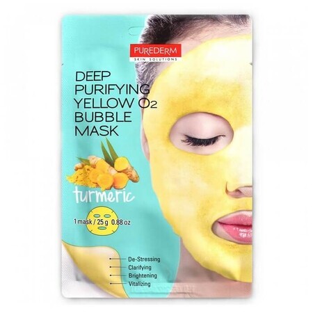 Masca purificatoare neagra cu bule de oxigen si turmeric Deep Purifying, 1 bucata, Purederm