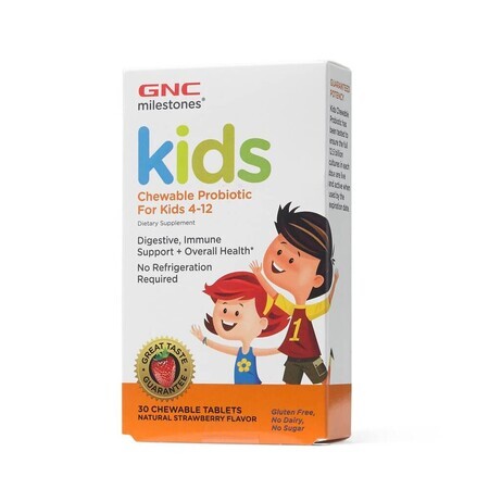 Milestones Probiotic Chewables per bambini 4-12 anni al gusto di fragola (424550), 30 compresse, GNC