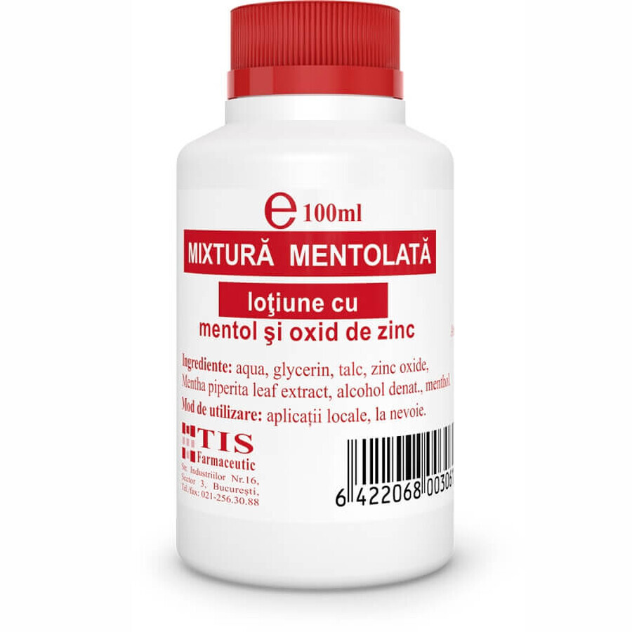 Mixtură mentolată cu mentol și oxid de zinc, 100 ml, Tis Farmaceutic