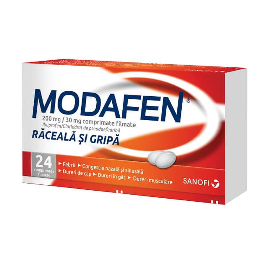 Modafen Raffreddore e Influenza, 24 compresse, Sanofi