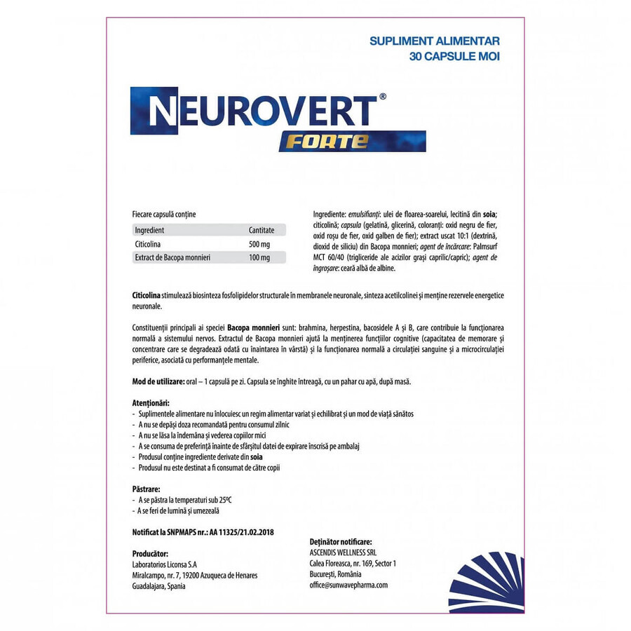 Neurovert Forte, 30 capsule, Sun Wave Pharma