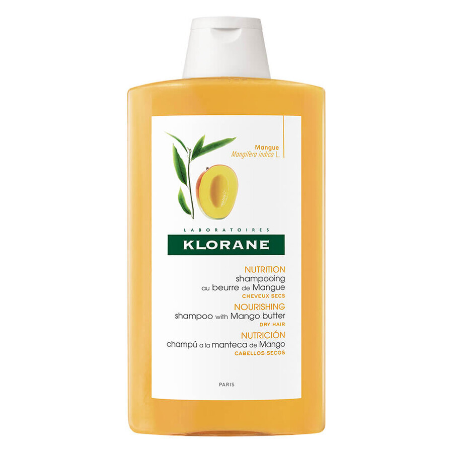 Șampon hrănitor cu unt de mango pentru păr uscat, 400 ml, Klorane