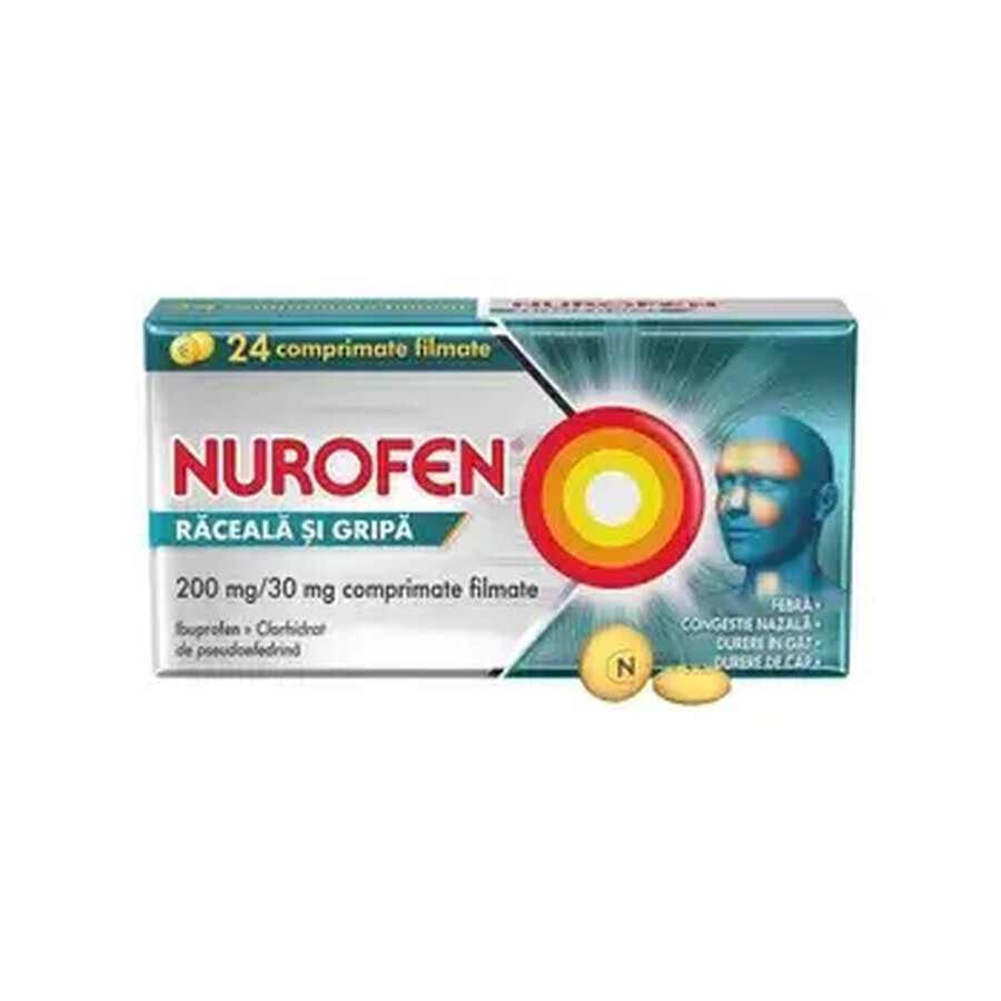 Nurofen Cold and Flu 200 mg, 24 tablets, Reckitt Benckiser Healthcare