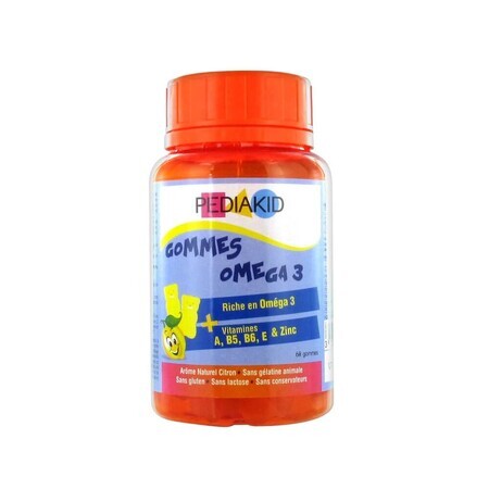 Omega 3 per bambini al gusto limone, 60 gelatine gommose, Pediakid