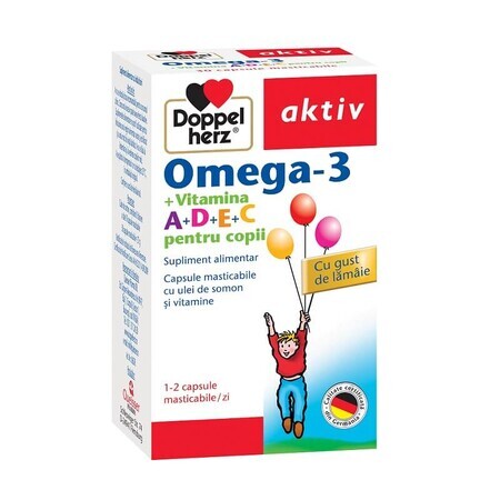 Omega 3 Vitamina A+D+E+C pentru copii, 30 capsule, Doppelherz