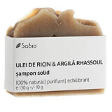 Natural solid shampoo with castor oil and rhassoul clay, 130 g, Sabio