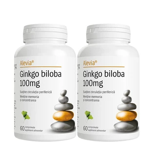 Verpakking Ginkgo Biloba 100 mg, 60 + 60 tabletten, Alevia