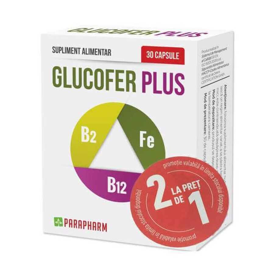 Verpakking Glucofer Plus, 30 + 30 capsules, Parapharm