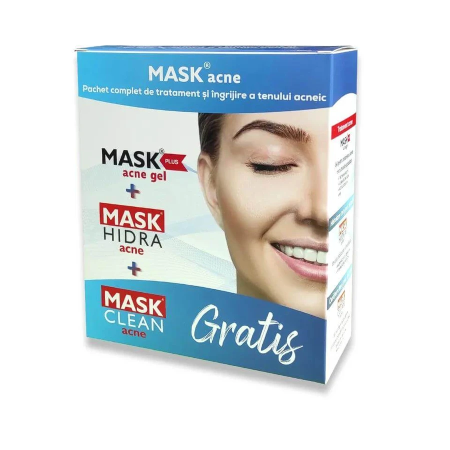 Pachet Mask Hidra Acnee SPF 15 + Mask Plus Gel + Mask Clean Acnee, Solartium