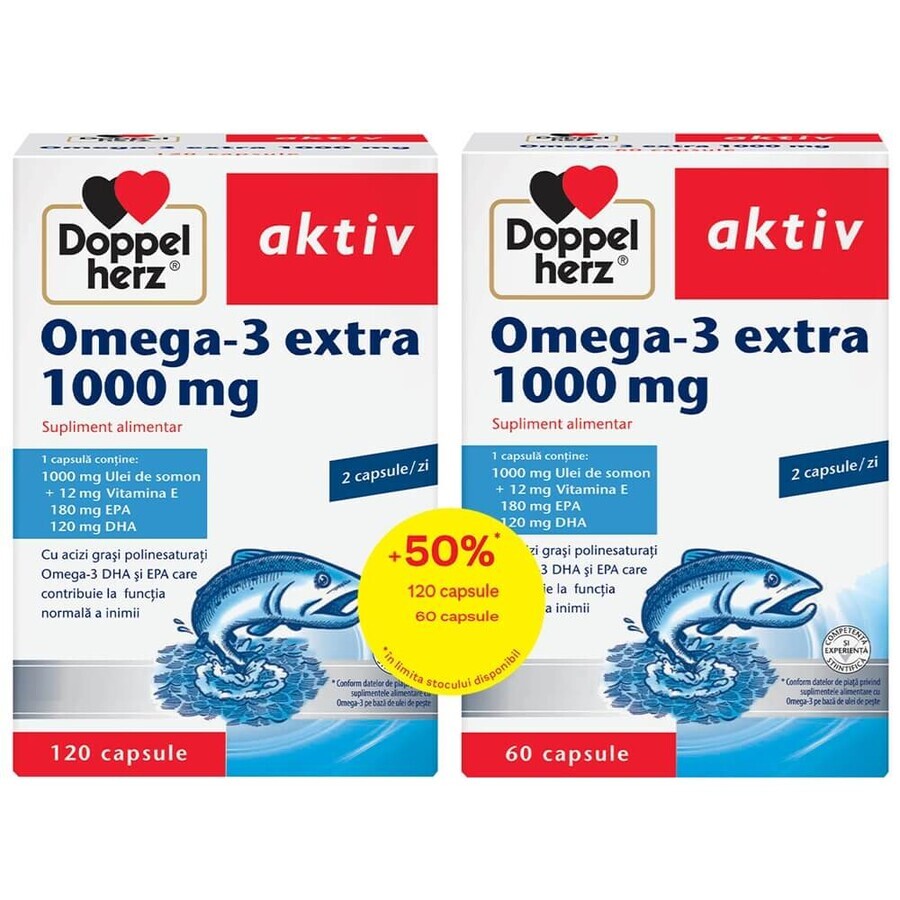 Omega - 3 Extra pack, 1000 mg, 120 + 60 capsules, Doppelherz