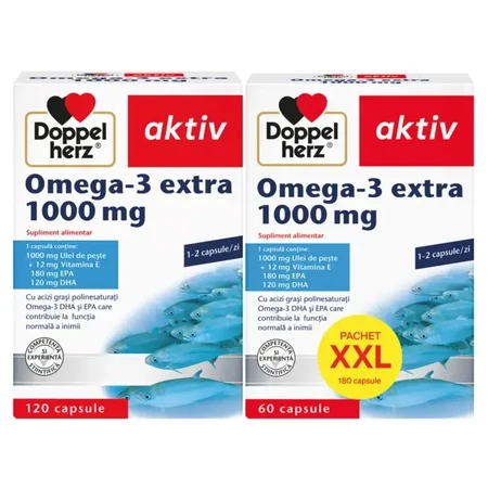 Omega - 3 Extra pack, 1000 mg, 120 + 60 capsules, Doppelherz