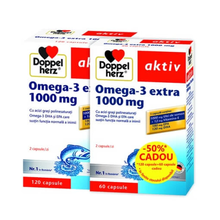 Omega - 3 Extra pack, 1000 mg, 120 + 60 capsules, Doppelherz