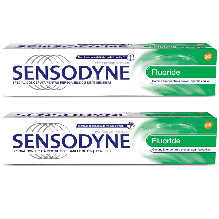 Pacchetto dentifricio al fluoro Sensodyne, 100 ml + 100 ml, Gsk