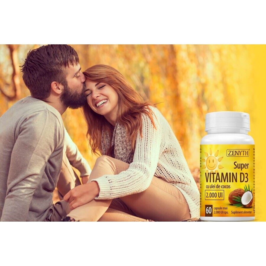 Super Vitamine D3 met kokosolie 2000 IE, 120 + 30 capsules, Zenyth