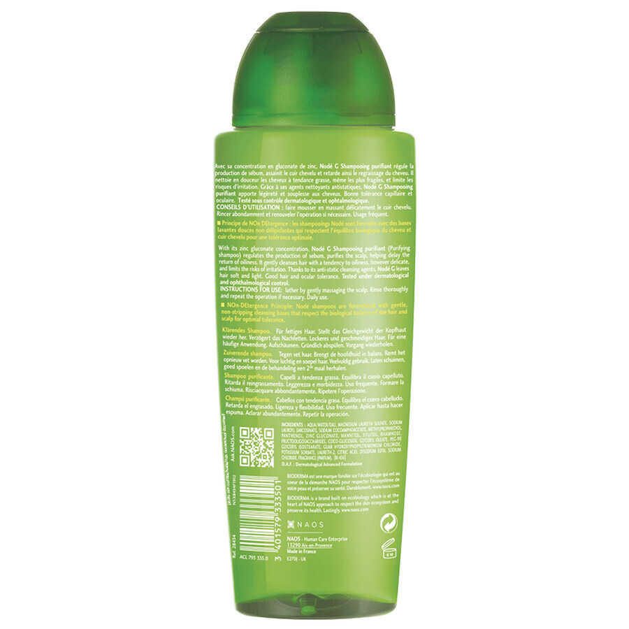 Shampoo purificante Nodo G per capelli grassi, 400 ml, Bioderma