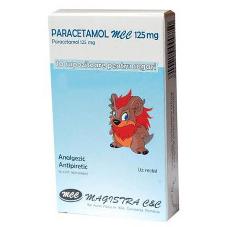 Paracetamol MCC 125 mg suppositories for children, 10 pieces, Magistra