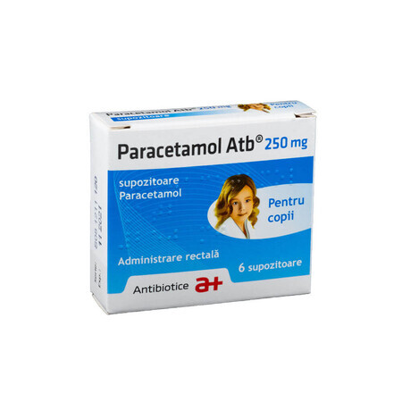 Paracetamol for children 250 mg, 6 suppositories, Antibiotice SA