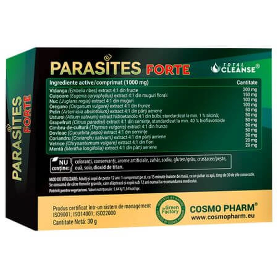 Parasites Forte, 30 tablets, Cosmopharm