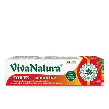 Pasta dental natural con arcilla y propóleo Forte Sensitive, 80 ml, Vivanatura