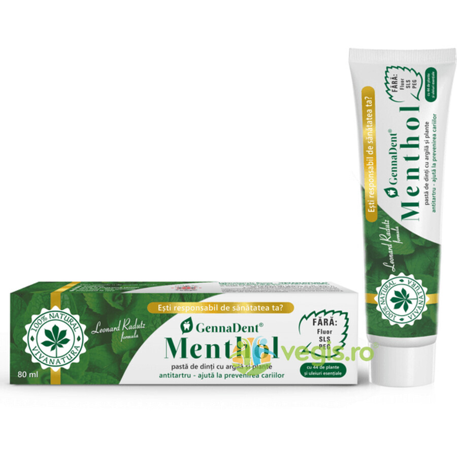 Dentifrice GennaDent Menthol, 80 ml, Vivanatura