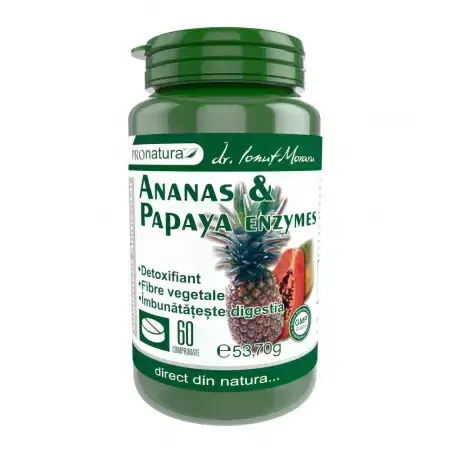 Pineapple &amp; Papaya Enzymes, 60 tablets, Pro Natura