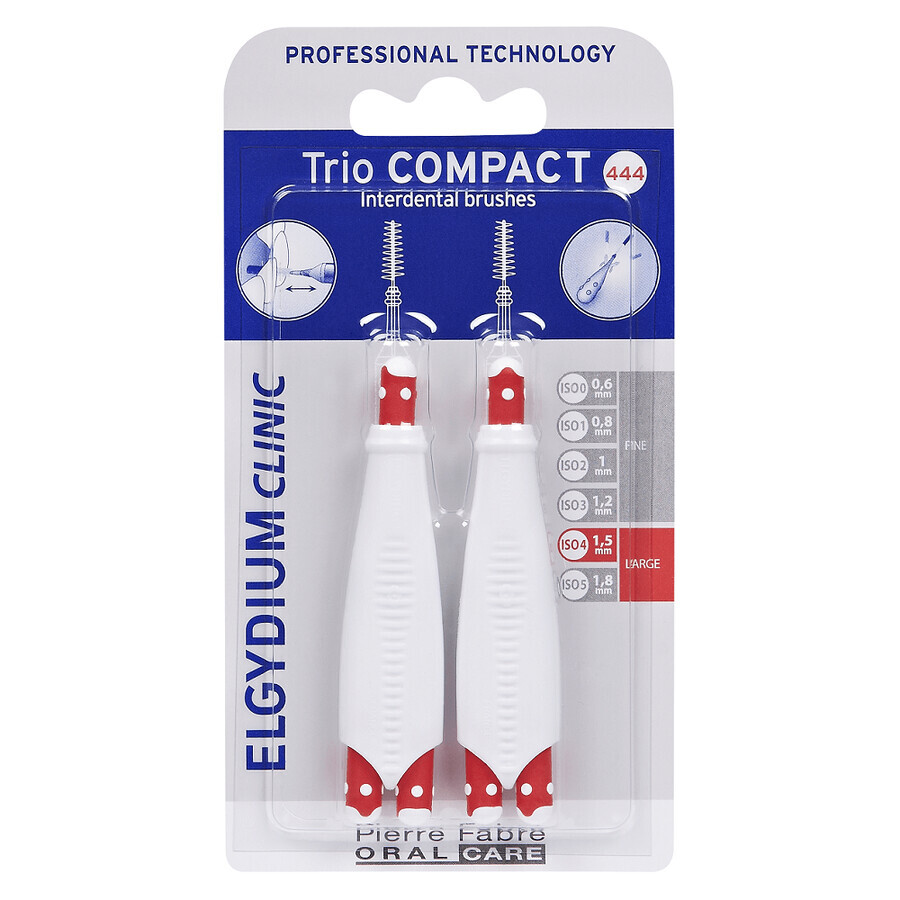 Brosse interdentaire Trio Compact, Large, 2 pièces, Elgydium