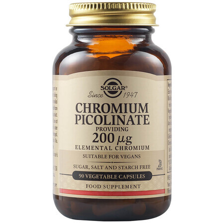 Picolinate de Chrome 200 mcg, 90 gélules, Solgar