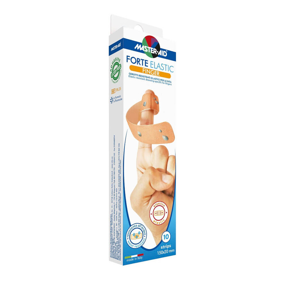 Patchs élastiques ultra résistants pour les doigts, Forte Elastic Master-Aid, 10 pièces, Pietrasanta Pharma