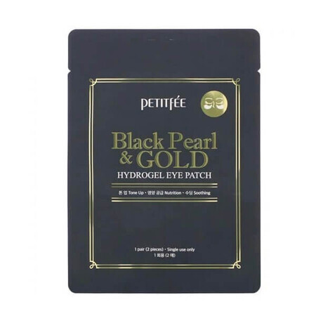 Plasturi pentru ochi cu pulbere de perle negre si aur, 2 bucati x 2 g, Petitfee