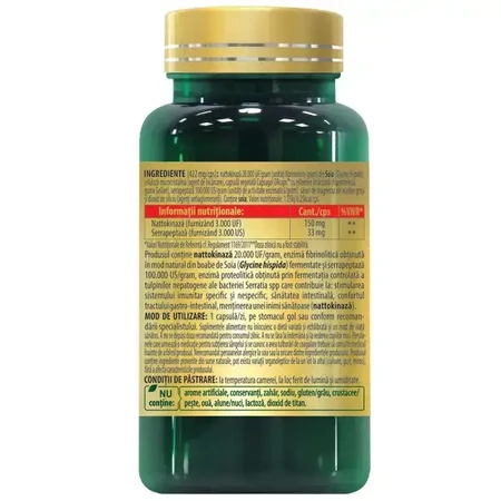 Premium Nattokinase Serrapeptase, 30 vegetarian capsules, Cosmopharm
